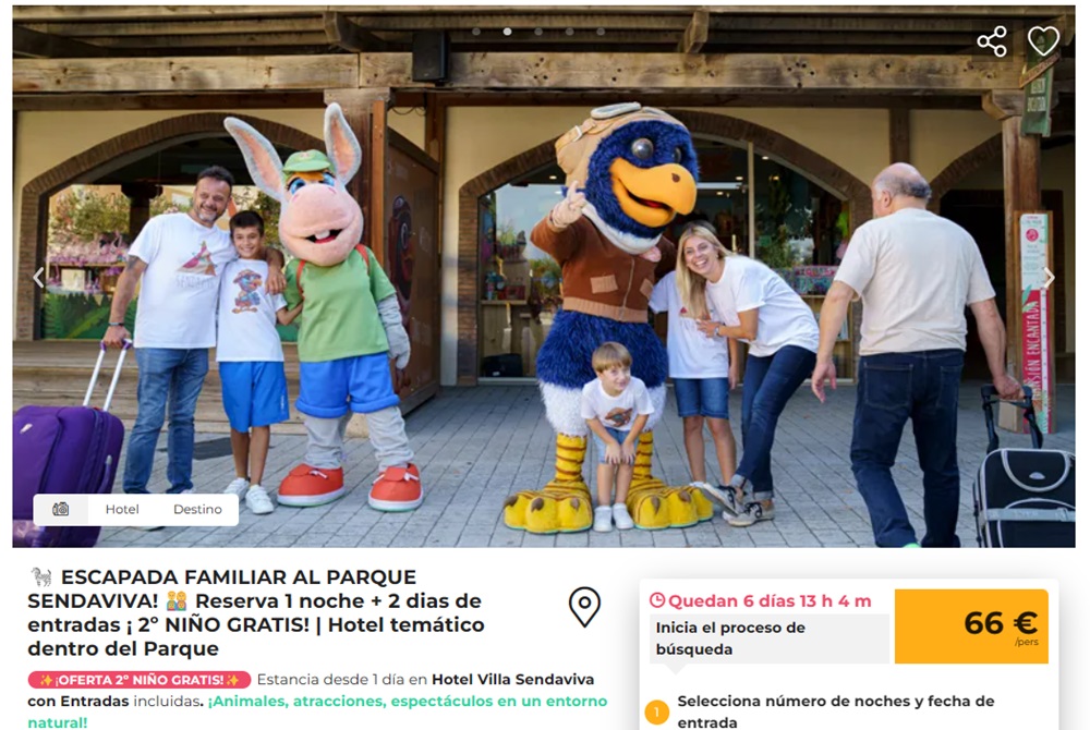 Hotel con Entradas a Sendaviva 2024 Hotel + Entradas Sendaviva. Descuento hotel con entradas a Sendaviva oferta niño gratis. Alojamiento y entradas Sendaviva 2x1. Hotel + entradas Sendaviva 2024. Escapada Sendaviva.