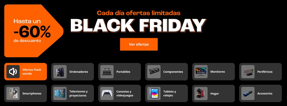 Black Friday de PcComponentes Hasta 60% Descuento 2024 En PcComponentes el Black Friday 2024 durará dos semanas repletas de ofertas y descuentos. Desde el 6 de noviembre y hasta el 2 de diciembre