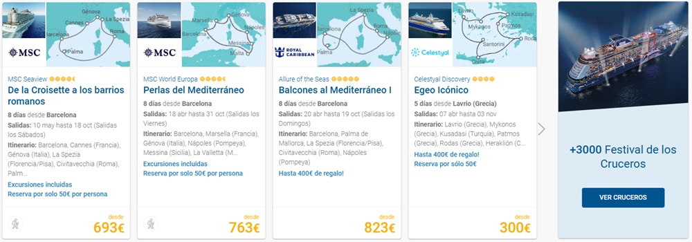 Ofertas Festival de los Cruceros Descuentos Cruceros 2025 Oferta de última hora de crucero con Todo Incluido chollo cruceros Logitravel Festival de los Cruceros hasta 60% descuento. Oferta de última hora de crucero con Todo Incluido. Cruceros baratos 2x1 todo incluido. Cruceros última hora 2x1. Chollo cruceros última hora. Chollos de cruceros. Logitravel cruceros buscador de cruceros al mejor precio. Ofertas de Cruceros Baratos Logitravel Cruceros 2025