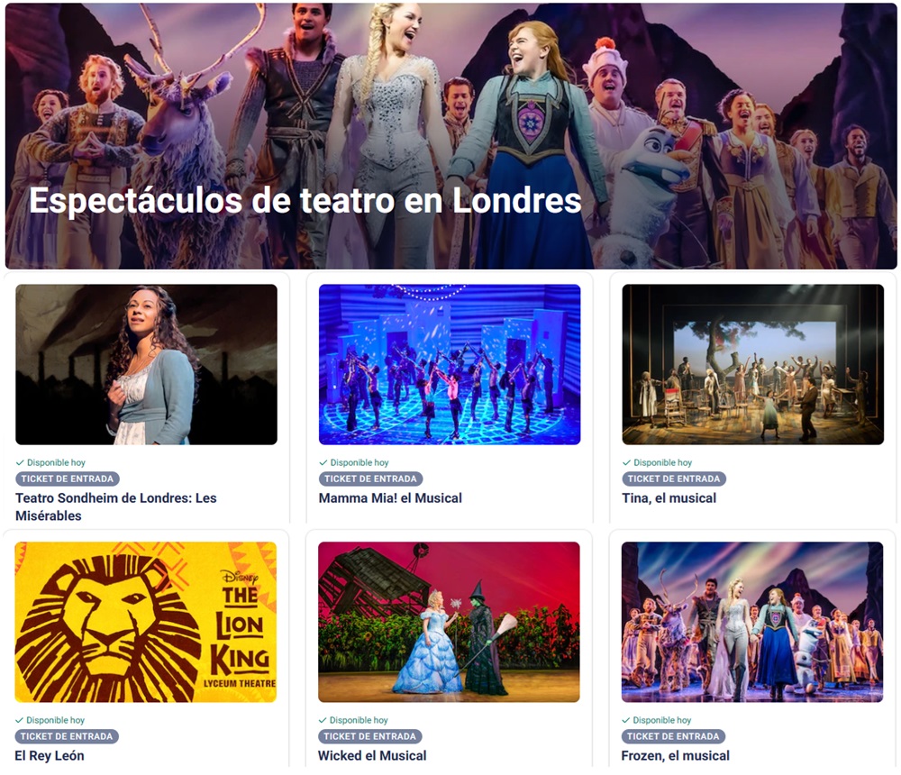 Ofertas espectáculos en Londres. Entradas 2x1 teatro en Londres. Descuentos musicales en Londres. Obras de teatro en Londres con descuento