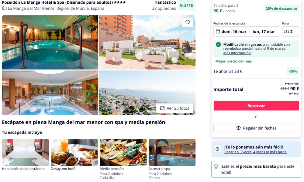 Descuentos Poseidon La Manga Hotel & Spa - Diseñado para Adultos Poseidon La Manga Hotel & Spa - Designed for Adults ofertas escapada relax Spa La Manga Poseidón reserva online con descuento Oferta Poseidon La Manga Hotel & Spa - Designed for Adults Hoteles en La Manga descuento estancia en el Poseidon La Manga Hotel & Spa - Diseñado para Adultos oferta Hotel Poseidon La Manga spa & buffet.